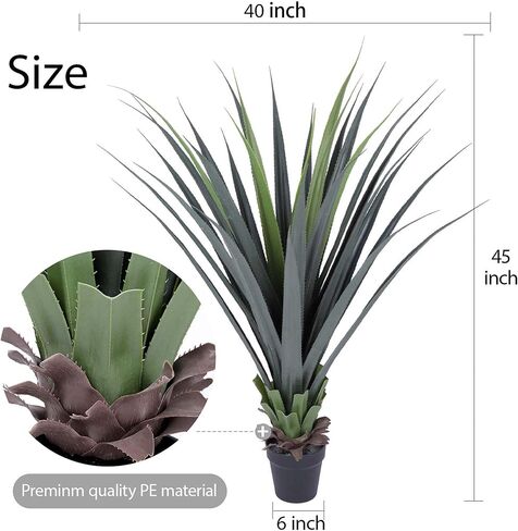 Yinleus 44inch Artificial Agave Plant Potted Plants Fake Agave Plant for Home Office Garden Indoor Outdoor Decoration (1PACK) in Saudi Arabia