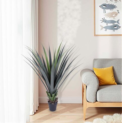 Yinleus 44inch Artificial Agave Plant Potted Plants Fake Agave Plant for Home Office Garden Indoor Outdoor Decoration (1PACK) in Saudi Arabia