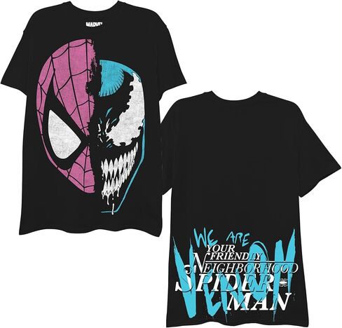 تي شيرت رجالي مطبوع عليه Spider-Man من Marvel - تي شيرت Marvel Comics للبالغين بأكمام قصيرة للجنسين - تصميمات Spidey & Venom متعددة in Saudi Arabia