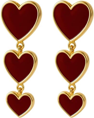 Aloha Earrings Gold Tone Non Pierced Clip On Triple Heart Dangling Earrings in Kuwait