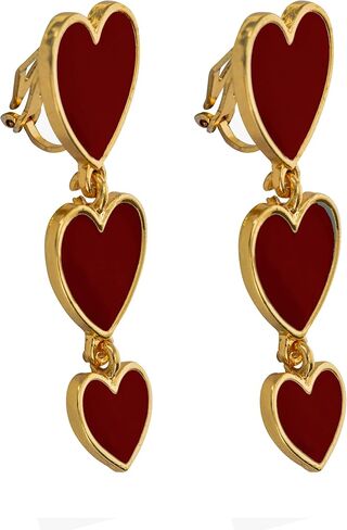 Aloha Earrings Gold Tone Non Pierced Clip On Triple Heart Dangling Earrings in Kuwait
