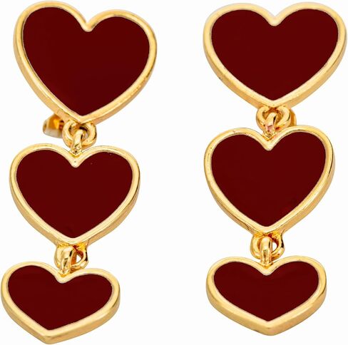 Aloha Earrings Gold Tone Non Pierced Clip On Triple Heart Dangling Earrings in Kuwait