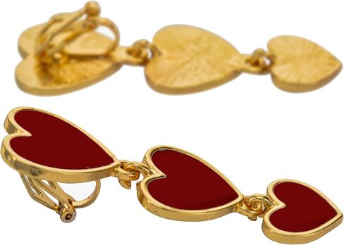 Aloha Earrings Gold Tone Non Pierced Clip On Triple Heart Dangling Earrings in Kuwait