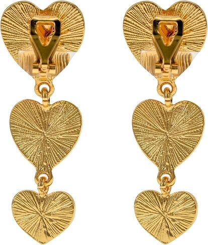 Aloha Earrings Gold Tone Non Pierced Clip On Triple Heart Dangling Earrings in Kuwait