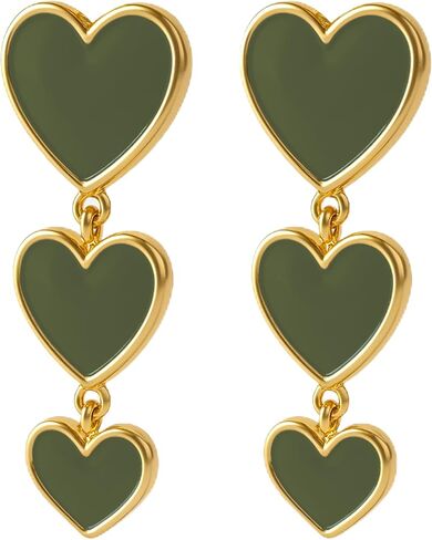 Aloha Earrings Gold Tone Non Pierced Clip On Triple Heart Dangling Earrings in Kuwait
