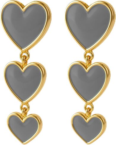 Aloha Earrings Gold Tone Non Pierced Clip On Triple Heart Dangling Earrings in Kuwait
