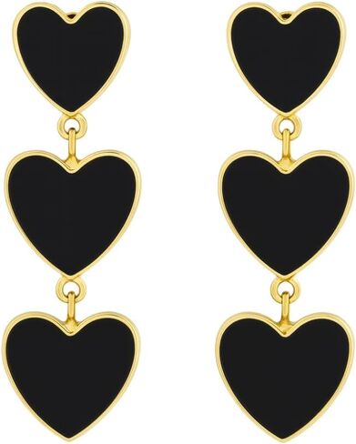 Aloha Earrings Gold Tone Non Pierced Clip On Triple Heart Dangling Earrings in Kuwait