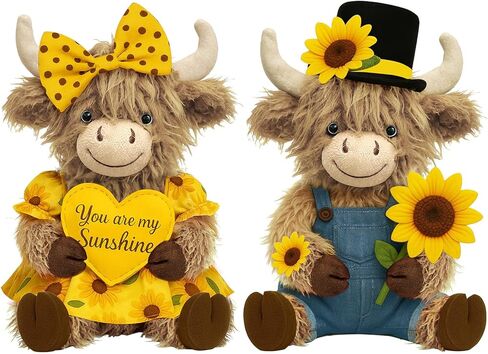 JolliLudo 2 pcs Valentine's Day Highland Cow Stuffed Animal, Soft Holiday Highland Cow Plush, Scottish Cattle Plush, Farm Animal Cattle Decor Gifts in Saudi Arabia