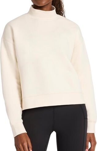 سويت شيرت نسائي من Reebok Vector Mock Neck، مقاس قياسي، نسيج قطن بوليستر متوسط ​​الوزن in Kuwait