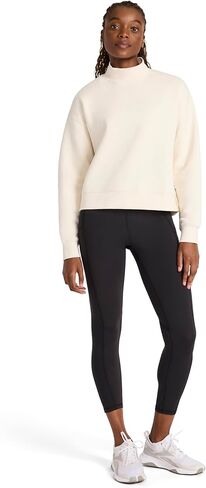 سويت شيرت نسائي من Reebok Vector Mock Neck، مقاس قياسي، نسيج قطن بوليستر متوسط ​​الوزن in Kuwait