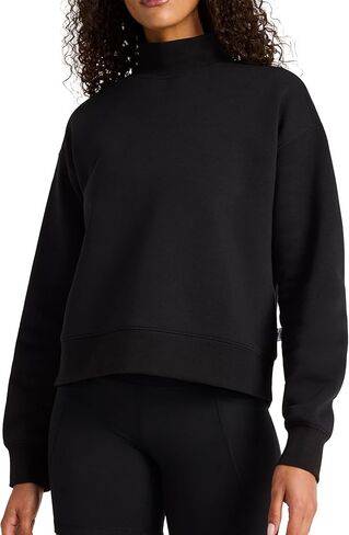 سويت شيرت نسائي من Reebok Vector Mock Neck، مقاس قياسي، نسيج قطن بوليستر متوسط ​​الوزن in Kuwait