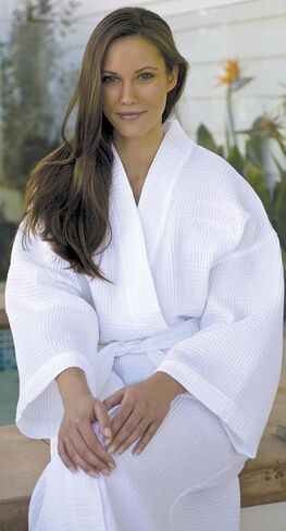 BY LORA Unisex Waffle Kimono Spa Robe – Lightweight, Breathable & Absorbent Cotton Bathrobe for Men & Women Pockets in Saudi Arabia