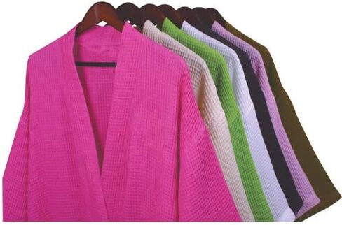 BY LORA Unisex Waffle Kimono Spa Robe – Lightweight, Breathable & Absorbent Cotton Bathrobe for Men & Women Pockets in Saudi Arabia