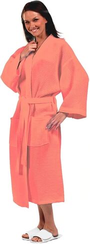 BY LORA Unisex Waffle Kimono Spa Robe – Lightweight, Breathable & Absorbent Cotton Bathrobe for Men & Women Pockets in Saudi Arabia