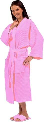 BY LORA Unisex Waffle Kimono Spa Robe – Lightweight, Breathable & Absorbent Cotton Bathrobe for Men & Women Pockets in Saudi Arabia