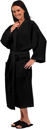 BY LORA Unisex Waffle Kimono Spa Robe – Lightweight, Breathable & Absorbent Cotton Bathrobe for Men & Women Pockets in Saudi Arabia