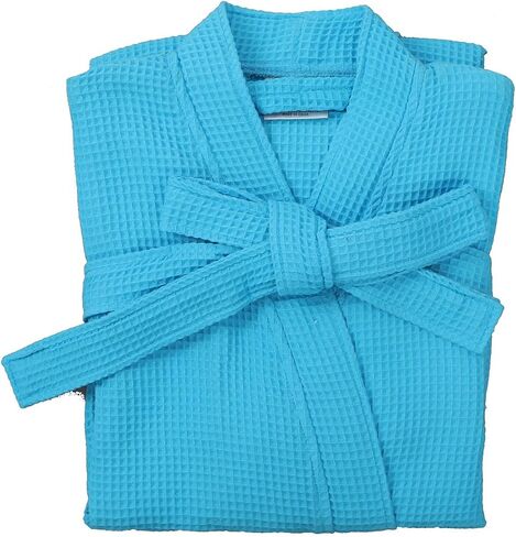 BY LORA Unisex Waffle Kimono Spa Robe – Lightweight, Breathable & Absorbent Cotton Bathrobe for Men & Women Pockets in Saudi Arabia