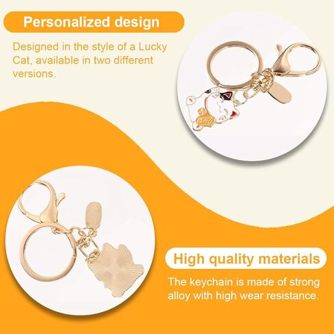 2-Piece Japanese Maneki Neko Keychain, Lucky Cat Charm for Wallets & Gifts,Style 2 in Saudi Arabia