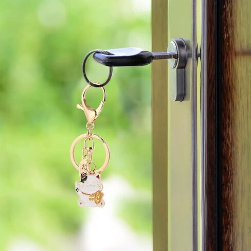 2-Piece Japanese Maneki Neko Keychain, Lucky Cat Charm for Wallets & Gifts,Style 2 in Saudi Arabia