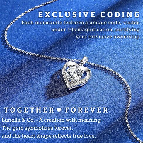 Heart Pendant Necklace Gifts for Wife, Engraved 'I LOVE YOU' Gift for Girlfriend, 1-3 Carat Moissanite Necklace, Anniversary Eternity Jewelry Present for Wife, Birthday Gifts for Women, Christmas Gifts for Women in Saudi Arabia
