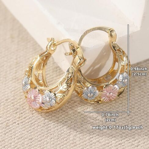 1 Pair of Elegant and Simple Flower Carved Golden Leaf Hoop Earrings, Elegant and Luxurious Women's Jewelry, Suitable for Daily Party and Gathering Accessories，Perfect Holiday Gift in Saudi Arabia