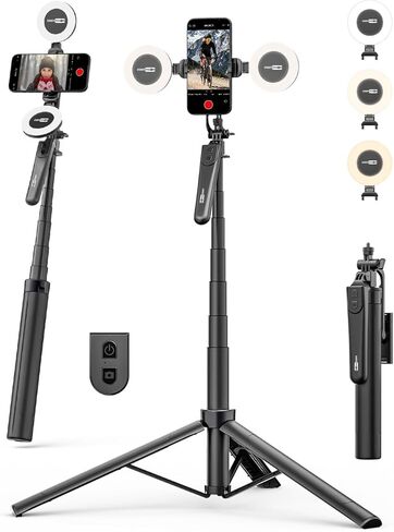 Auto Face Tracking Tripod for iPhone 360°Rotation,Selfie Stick Tripod for iPhone That Follows Your Movement,Phone Stand for Recording w/Remote,Phone Holder for Live Stream Vlog(R01) in Saudi Arabia