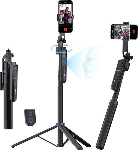 Auto Face Tracking Tripod for iPhone 360°Rotation,Selfie Stick Tripod for iPhone That Follows Your Movement,Phone Stand for Recording w/Remote,Phone Holder for Live Stream Vlog(R01) in Saudi Arabia