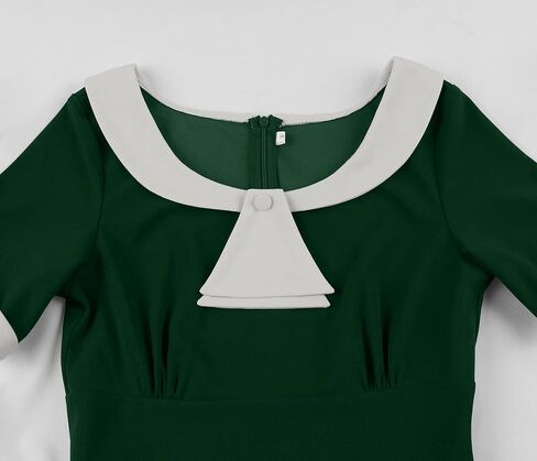 Wellwits Women's Bow Neck Color Block Work Cocktail Vintage Dress in Saudi Arabia