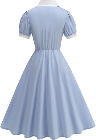 Women's 1950s Vintage Cocktail Swing Dresses Elegant Tea Length Casual Peter Pan Collar A-Line Dress for Work Party in Saudi Arabia
