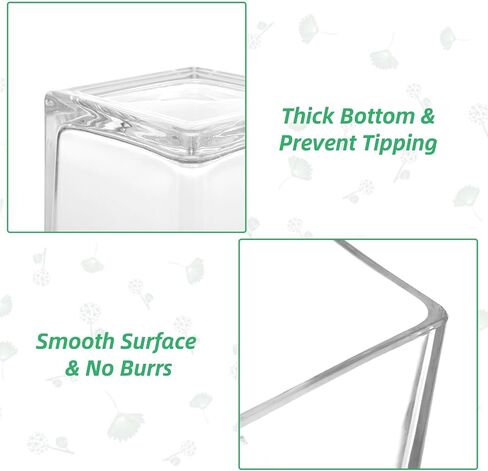 LDHHYH 4 Pack 6 x 6 x 6 Inch Square Glass Vases, Clear Square Vases for Centerpieces, Glass Cube Flower Vases Short Vases for Candle Holder Events Wedding Party Home Decoration in Kuwait