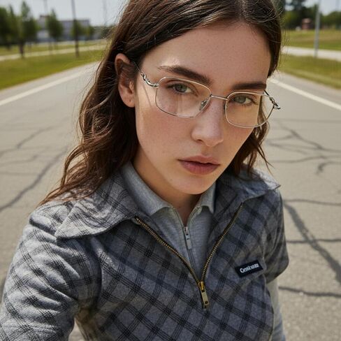 IGnaef Fashion Square Blue Light Blocking Glasses for Women Trendy Rectangle Metal Frame Eyeglasses BL1304 in Kuwait