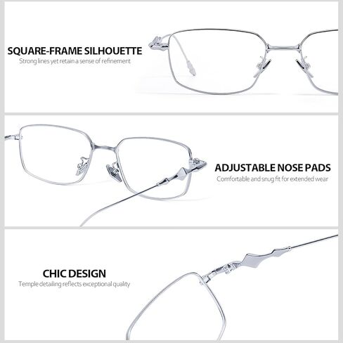 IGnaef Fashion Square Blue Light Blocking Glasses for Women Trendy Rectangle Metal Frame Eyeglasses BL1304 in Kuwait