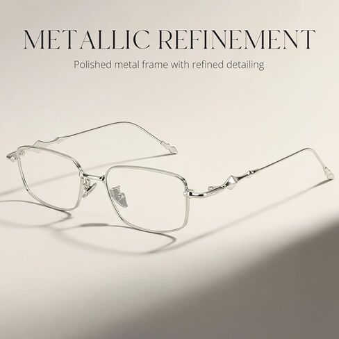 IGnaef Fashion Square Blue Light Blocking Glasses for Women Trendy Rectangle Metal Frame Eyeglasses BL1304 in Kuwait