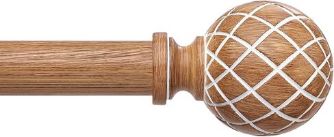 قضبان ستارة الخشب للنوافذ من 48 إلى 84 بوصة ، زخرفية قابلة للتعديل 1 بوصة بوهو قضيب ستارة مزرعة ، القطب الثقيل القديم القديم مع نسيج البرق الخشبي جولة جولة in Kuwait