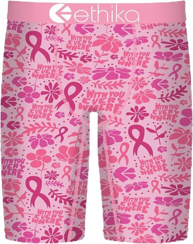 Ethika Men’s Boxer Brief, Knee Length, 4-Way Stretch Performance Underwear with Graphic Prints - Courageous Blooms in Saudi Arabia