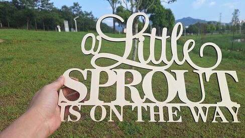 C429 A Little Sprout is On The Way علامة خشبية للخلفية، ديكورات تكشف عن الجنس لحفلة استقبال المولود الجديد، ديكور حائط على شكل حديقة خشبية، خلفية جدارية لحفلات استقبال المولود الجديد لصبي فتاة في عيد ميلادها الثالث in Saudi Arabia