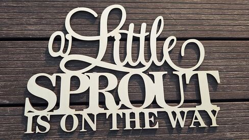 C429 A Little Sprout is On The Way علامة خشبية للخلفية، ديكورات تكشف عن الجنس لحفلة استقبال المولود الجديد، ديكور حائط على شكل حديقة خشبية، خلفية جدارية لحفلات استقبال المولود الجديد لصبي فتاة في عيد ميلادها الثالث in Saudi Arabia