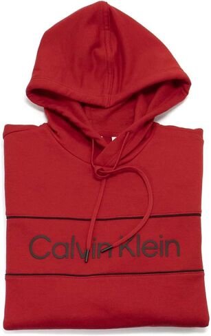 بلوفر بغطاء للرأس للرجال من Calvin Klein بأكمام طويلة وشعار Iconic Piping، مقاس M - US in Saudi Arabia