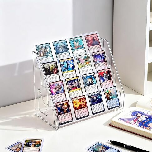 حامل عرض بطاقات التجارة الأكريليك من 4 طبقات، رف مرتفع شفاف لألواح PSA BGS SGC، والتحميل العلوي والحوامل المغناطيسية، وعرض الطاولة للبطاقات الرياضية المتدرجة، وTCG، وبطاقات التهنئة، سهلة التركيب (عبوة واحدة) in Kuwait