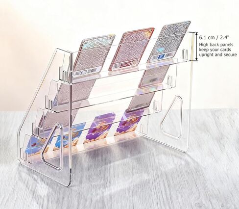 حامل عرض بطاقات التجارة الأكريليك من 4 طبقات، رف مرتفع شفاف لألواح PSA BGS SGC، والتحميل العلوي والحوامل المغناطيسية، وعرض الطاولة للبطاقات الرياضية المتدرجة، وTCG، وبطاقات التهنئة، سهلة التركيب (عبوة واحدة) in Kuwait