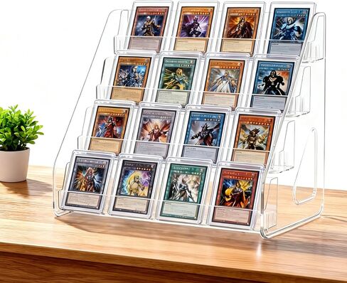 حامل عرض بطاقات التجارة الأكريليك من 4 طبقات، رف مرتفع شفاف لألواح PSA BGS SGC، والتحميل العلوي والحوامل المغناطيسية، وعرض الطاولة للبطاقات الرياضية المتدرجة، وTCG، وبطاقات التهنئة، سهلة التركيب (عبوة واحدة) in Kuwait