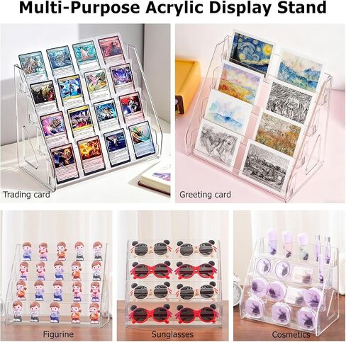 حامل عرض بطاقات التجارة الأكريليك من 4 طبقات، رف مرتفع شفاف لألواح PSA BGS SGC، والتحميل العلوي والحوامل المغناطيسية، وعرض الطاولة للبطاقات الرياضية المتدرجة، وTCG، وبطاقات التهنئة، سهلة التركيب (عبوة واحدة) in Kuwait