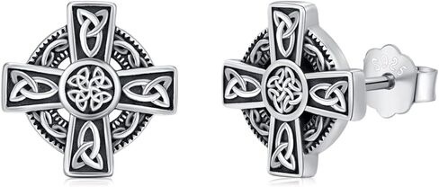 Celtic Knot Stud Earrings 925 Sterling Silver Celtic Cross Earrings Hypoallergenic Viking Jewelry Gifts for Women Men in Kuwait