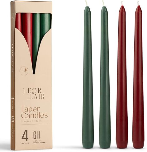 Leor & Lair 10" Christmas Taper Candles – 12 Pack of Red, Green & White Christmas Candlesticks – Long Burning Holiday Dinner Table Candles for Advent, Weddings & Home Décor in Saudi Arabia
