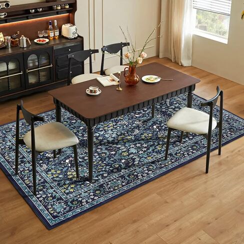 Dintszyayue Washable Rugs 8x10 Washable Boho Floral Non Slip Living Room Large Rugs for Bedroom Farmhouse Floor Cove Blue in Saudi Arabia
