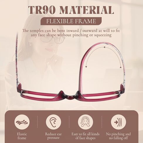 نظارات قراءة JiSoo للسيدات، نظارات قراءة مرنة للنساء، نظارات قراءة صغيرة خفيفة الوزن للنساء مع حافظة in Kuwait