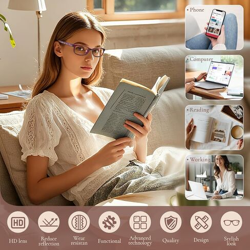 نظارات قراءة JiSoo للسيدات، نظارات قراءة مرنة للنساء، نظارات قراءة صغيرة خفيفة الوزن للنساء مع حافظة in Kuwait