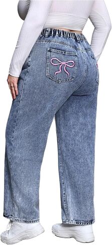 Wdirara Women's Plus Size Seale Bow Proiled Susproided High Cherced Pants in Kuwait
