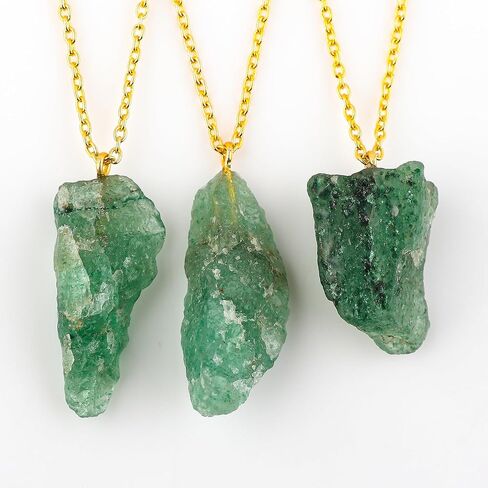 GEMSYMPHONY Raw Gemstone Necklace – Natural Crystal Pendant on 18K Gold Plated Chain – 15-25mm Chunky Gemstone – Healing Jewelry for Women – Boho Gift for Her – Adjustable Chain in Saudi Arabia