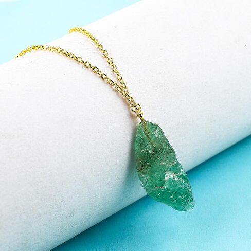 GEMSYMPHONY Raw Gemstone Necklace – Natural Crystal Pendant on 18K Gold Plated Chain – 15-25mm Chunky Gemstone – Healing Jewelry for Women – Boho Gift for Her – Adjustable Chain in Saudi Arabia